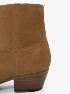 Bottes pour hommes en daim marron café bottes à bout zippé bottines à enfiler bout pointu talon moyen
