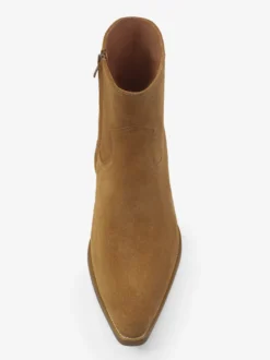 Bottes pour hommes en daim marron café bottes à bout zippé bottines à enfiler bout pointu talon moyen