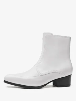 Bottes pour hommes à enfiler bout pointu fermeture éclair talon moyen bottines