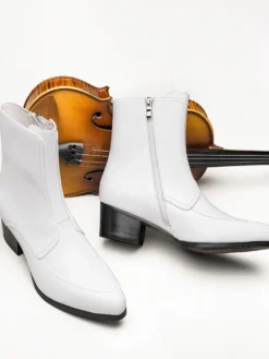 Bottes pour hommes à enfiler bout pointu fermeture éclair talon moyen bottines