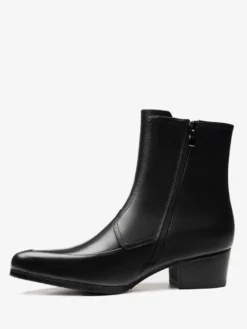 Bottes pour hommes à enfiler bout pointu fermeture éclair talon moyen bottines