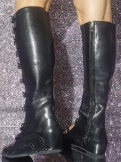 Bottes sandales noires à bout rond et boucle à lanières plates