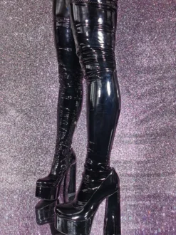 Bottes sexy au-dessus du genou à plateforme et à talons hauts