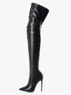 Bottes sexy au-dessus du genou bottes hautes noires à talons hauts