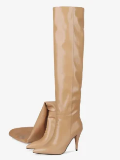 Bottes Souples Pour Femmes Bottes Mi-Mollet À Bout Pointu Talon Aiguille Chic
