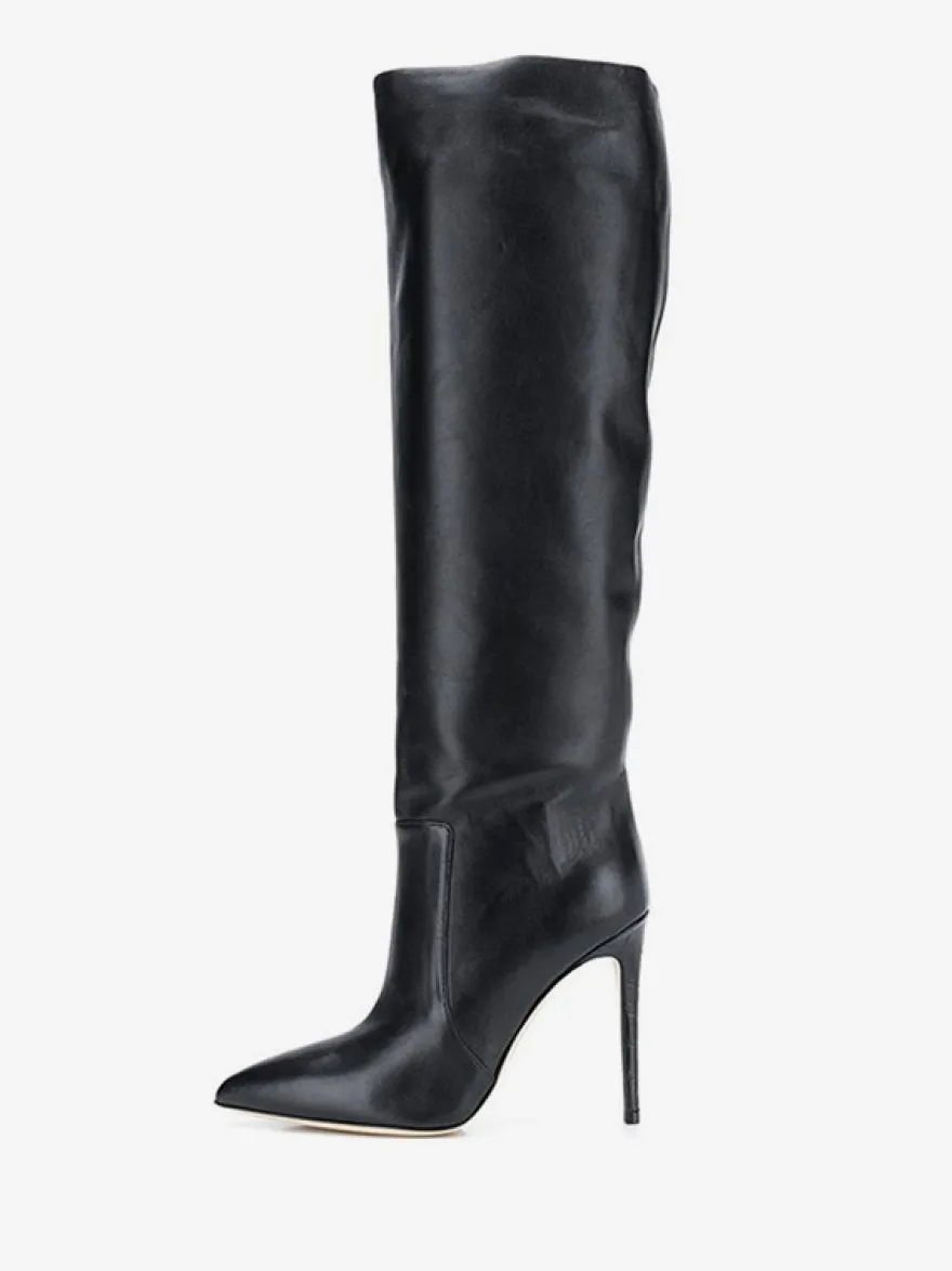 Bottes à Talons Hauts Femme en Cuir Synthétique avec Bout Rond Unicolore