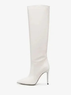 Bottes à Talons Hauts Femme en Cuir Synthétique avec Bout Rond Unicolore