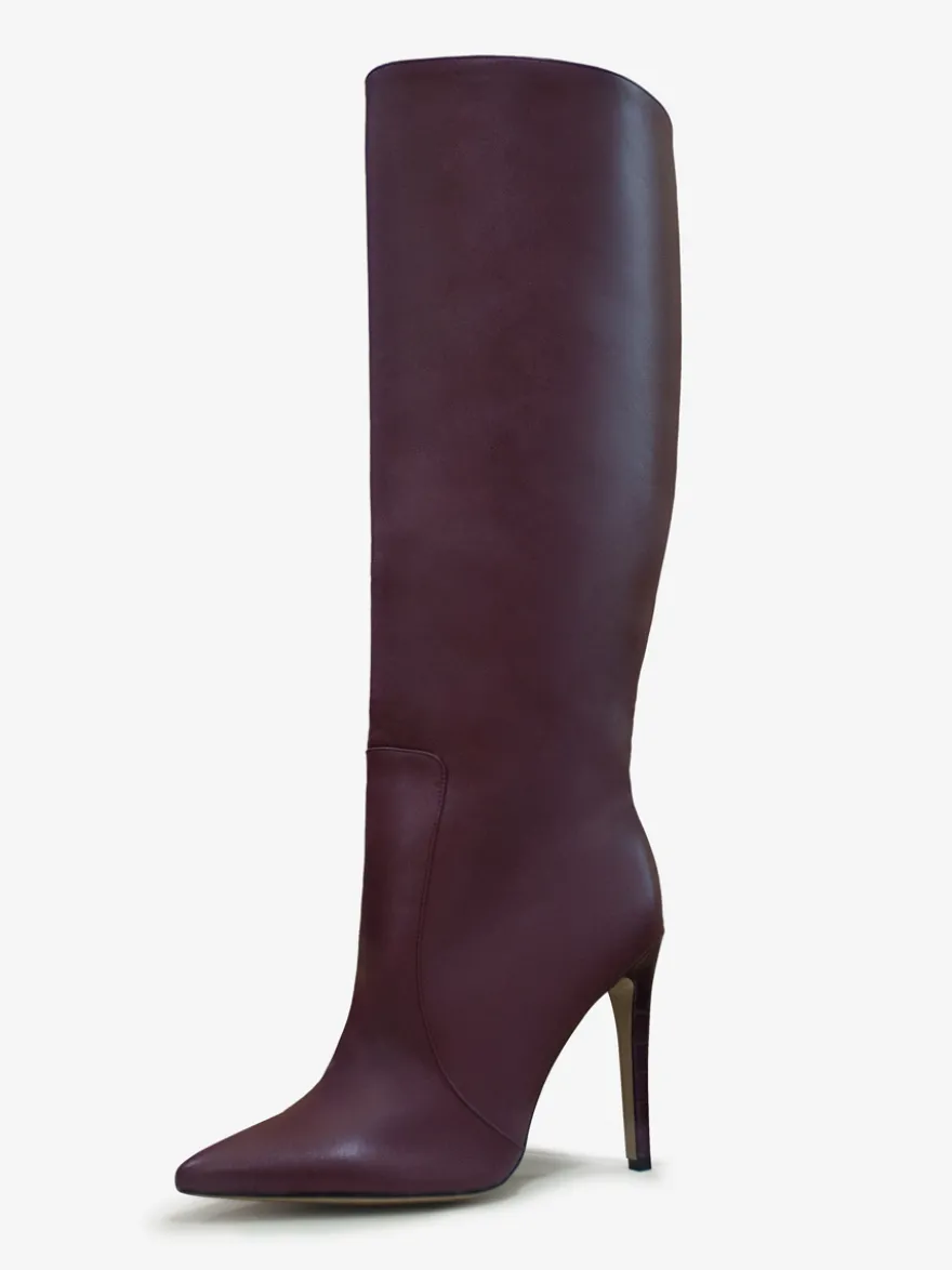 Bottes à Talons Hauts Femme en Cuir Synthétique avec Bout Rond Unicolore