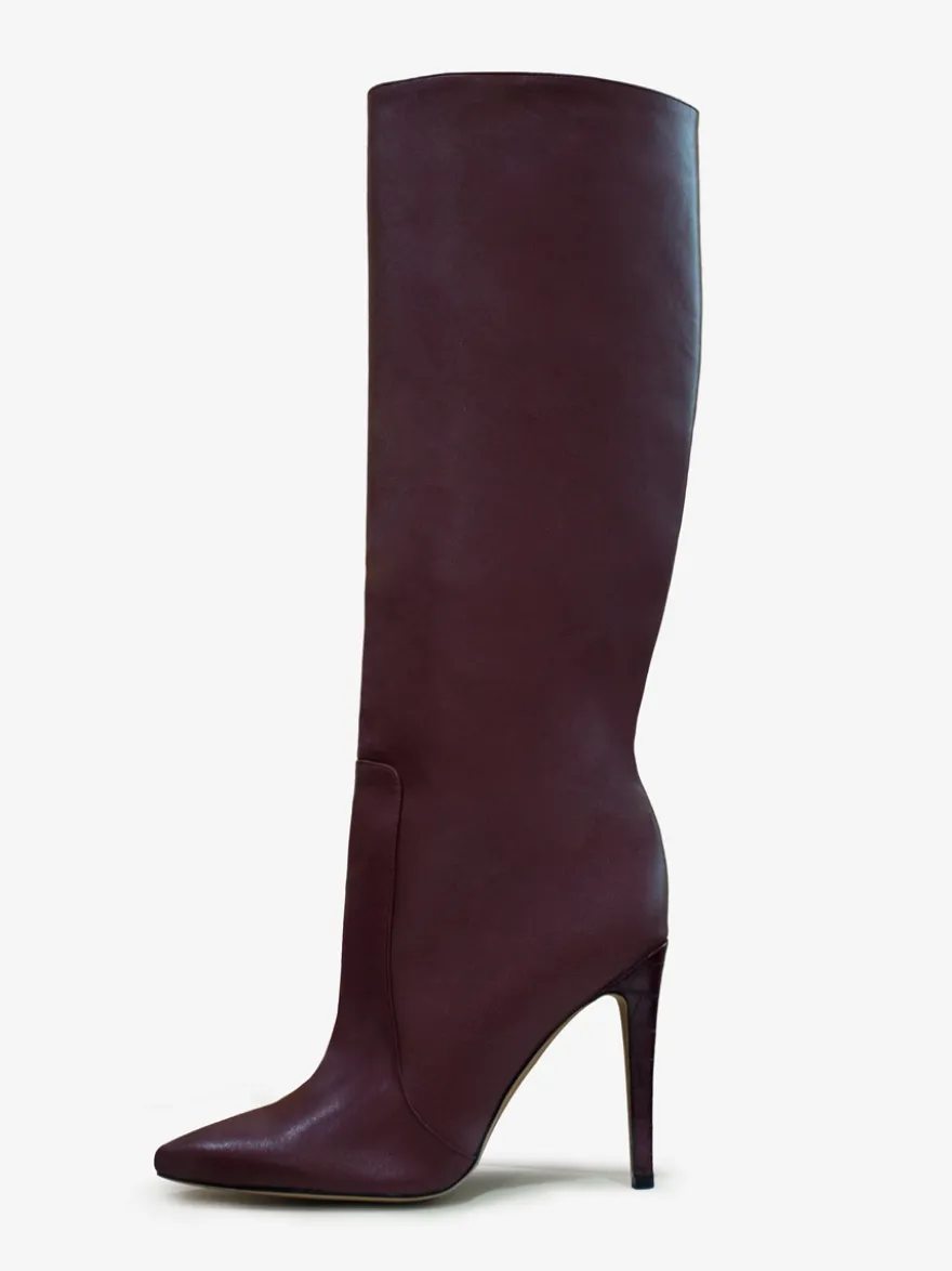 Bottes à Talons Hauts Femme en Cuir Synthétique avec Bout Rond Unicolore