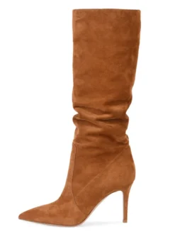 Bottes à Talons Hauts Femme en Cuir Synthétique avec Bout Rond Unicolore