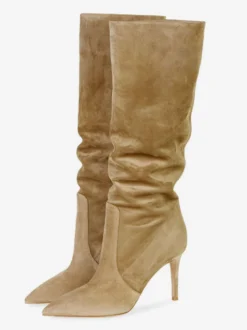 Bottes à Talons Hauts Femme en Cuir Synthétique avec Bout Rond Unicolore