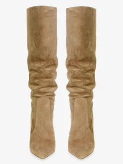 Bottes à Talons Hauts Femme en Cuir Synthétique avec Bout Rond Unicolore