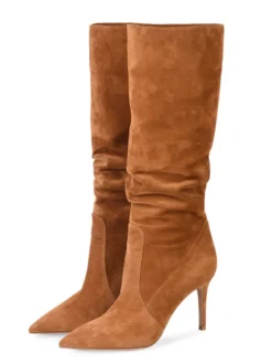 Bottes à Talons Hauts Femme en Cuir Synthétique avec Bout Rond Unicolore