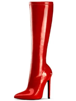 Bottes à talons hauts sexy à bout pointu et paillettes à talons aiguilles Rave Club Bottes cuissardes noires