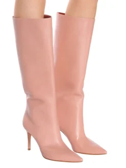 Bottes à Talons Hauts à Zip en Cuir Synthétique Unicolore