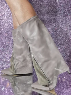 Bottes à volants femmes bottes à talons hauts avec fermeture éclair patchwork grande taille