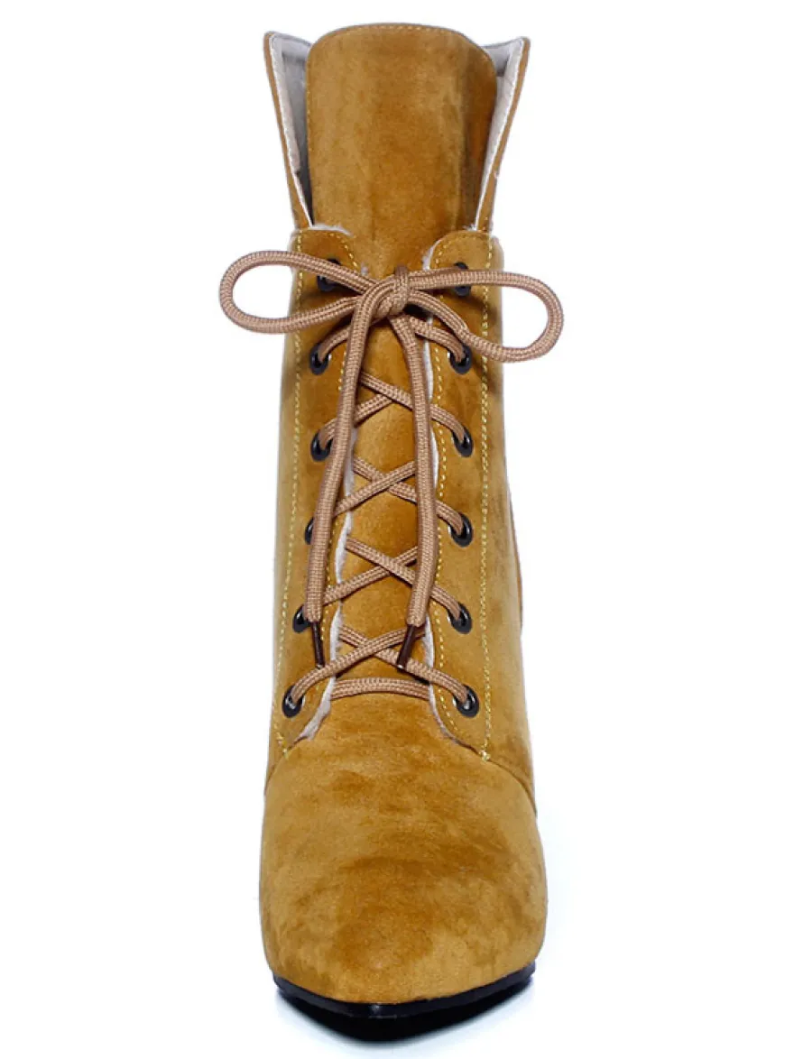 Bottine femme à bout pointu et talons aigus en nubuck unicolore Boots