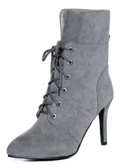 Bottine femme à bout pointu et talons aigus en nubuck unicolore Boots