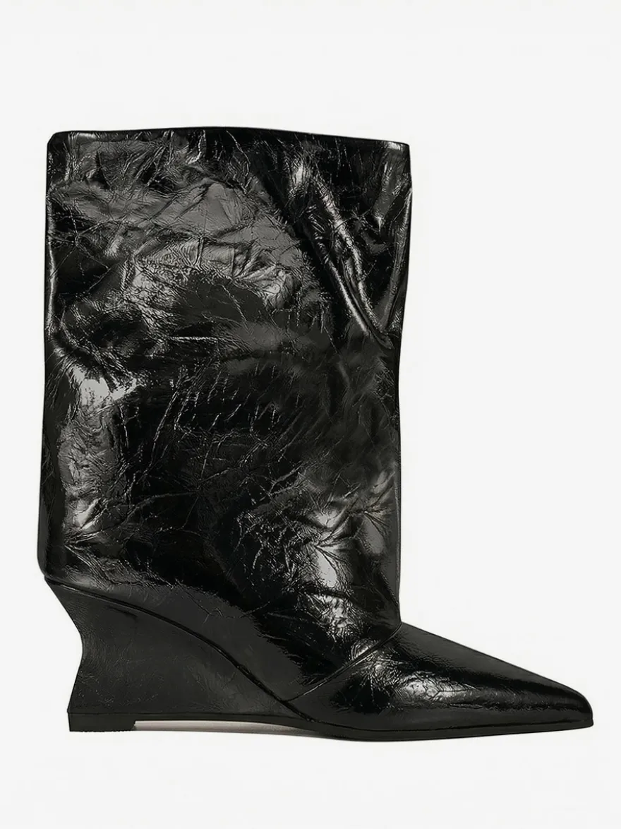 Bottines argentées à bout pointu métallisé et talon compensé bottines de soirée