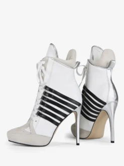 Bottines blanches à lacets et bout pointu pour femme