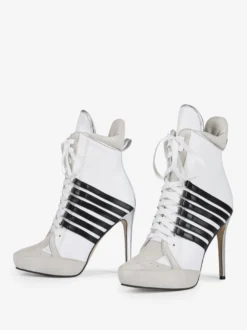 Bottines blanches à lacets et bout pointu pour femme