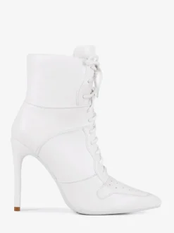 Bottines blanches à lacets et bout pointu pour femme
