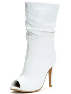 Bottines blanches Peep Toe Talon haut Sandale Booties US 5.5-12.5