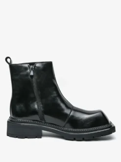 Bottines à bout carré pour homme semelle plateforme antidérapante bottines courtes robustes pour l'extérieur et l'hiver