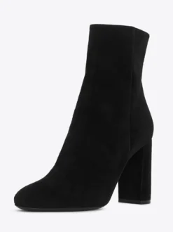 Bottines à bout pointu en daim noir à talons blocs chaussures