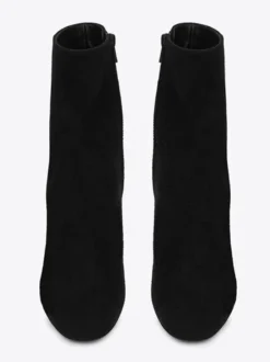 Bottines à bout pointu en daim noir à talons blocs chaussures
