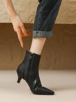 Bottines à bout pointu et talon chaton chaussures femmes