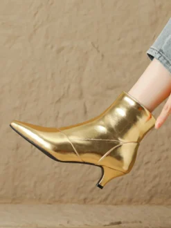 Bottines à bout pointu et talon chaton chaussures femmes