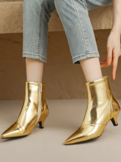 Bottines à bout pointu et talon chaton chaussures femmes