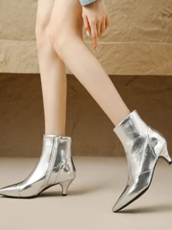 Bottines à bout pointu et talon chaton chaussures femmes