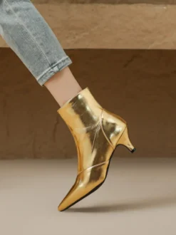 Bottines à bout pointu et talon chaton chaussures femmes