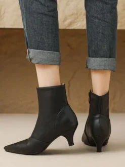 Bottines à bout pointu et talon chaton chaussures femmes