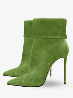 Bottines à bout pointu et talon aiguille pour femmes de coloris rouge