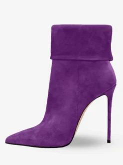 Bottines à bout pointu et talon aiguille pour femmes de coloris rouge