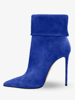 Bottines à bout pointu et talon aiguille pour femmes de coloris rouge