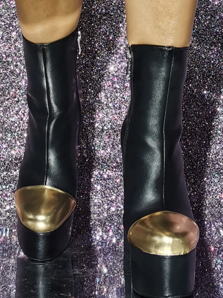 Bottines à bout rond et talon épais pour femmes