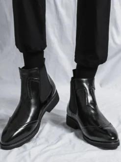 Bottines Chelsea à bout pointu et talon bas pour homme