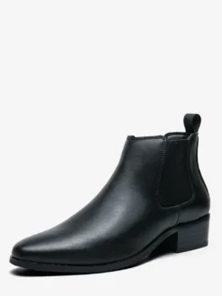 Bottines Chelsea courtes pour hommes bout pointu bruni en cuir avec bande élastique à enfiler antidérapantes imperméables décontractées