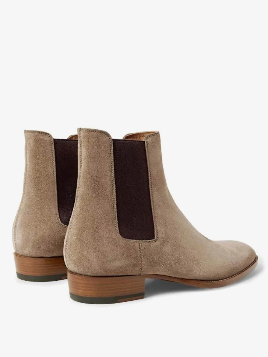 Bottines Chelsea en daim pour homme bout rond à enfiler.