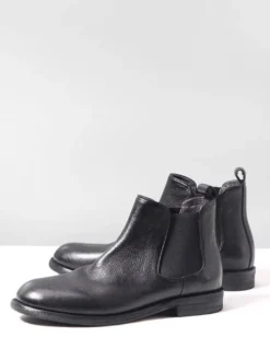 Bottines Chelsea marron en cuir véritable bout rond à enfiler