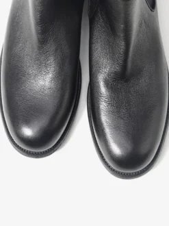 Bottines Chelsea marron en cuir véritable bout rond à enfiler