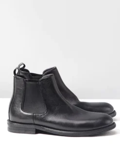 Bottines Chelsea marron en cuir véritable bout rond à enfiler