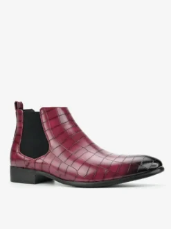 Bottines Chelsea marron pour homme bout rond motif pierre
