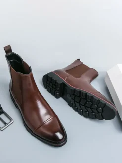 Bottines Chelsea montantes à bout pointu pour homme antidérapantes semelle épaisse courtes