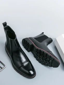 Bottines Chelsea montantes à bout pointu pour homme antidérapantes semelle épaisse courtes