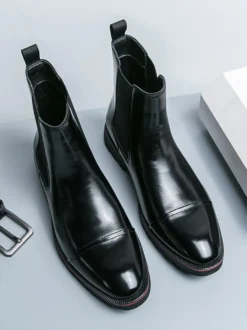Bottines Chelsea montantes à bout pointu pour homme antidérapantes semelle épaisse courtes